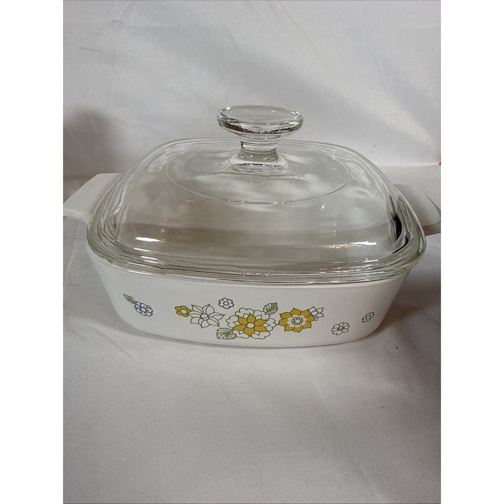 Vintage Corning Ware 1 Quart A1B Casserole With Cover C-41 A-7-C White Floral
